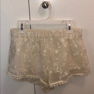 Ivory Floral Shorts